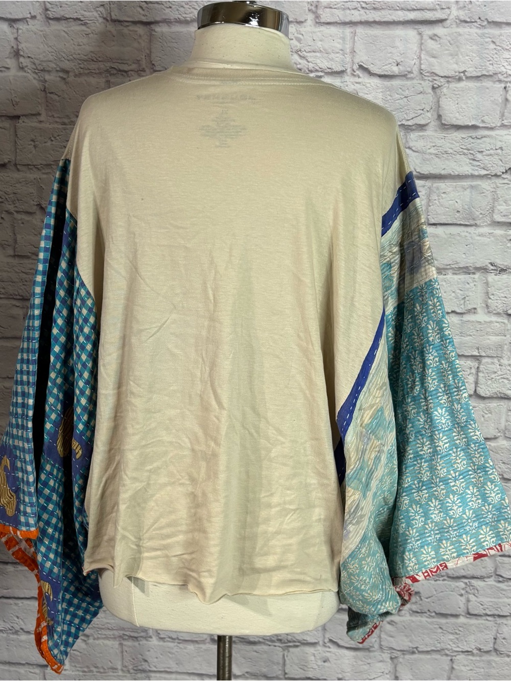 Journey Kantha Poncho XL Upcycled Boho Festival Band Tee One of a Kind - Picture 4 of 8